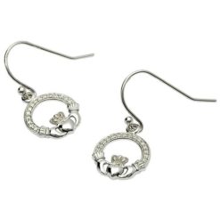 Pave Claddagh Earrings