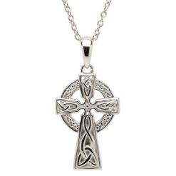 Small Stone Celtic Trinity Knot Cross Necklace