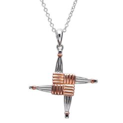 St. Brigid Cross Necklace with Rose Gold Plating