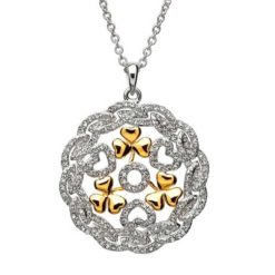 Crystal Heart and Shamrock Necklace