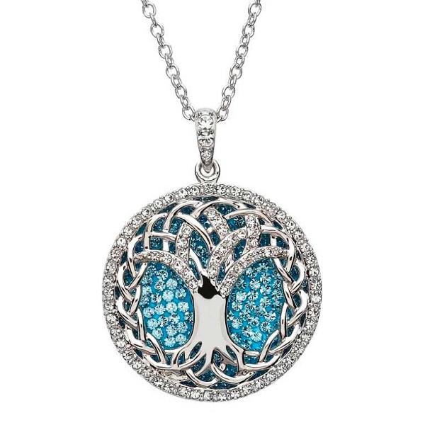 Aqua Crystal Tree of Life Necklace