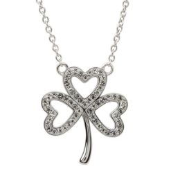 Open Shamrock Crystal Necklace