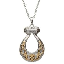 Sterling Celtic Knot Necklace With Gold Claddagh
