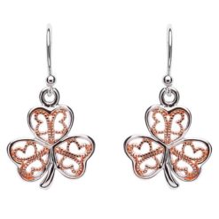 Shamrock Earrings with Rose Gold Plating