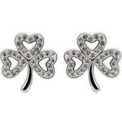 Crystal Shamrock Stud Earrings