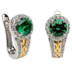 Green Round Halo Earrings