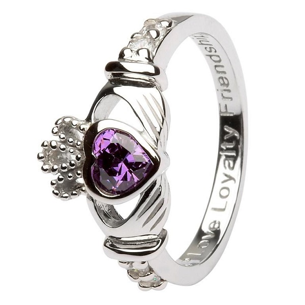 Claddagh Birthstone Ring February