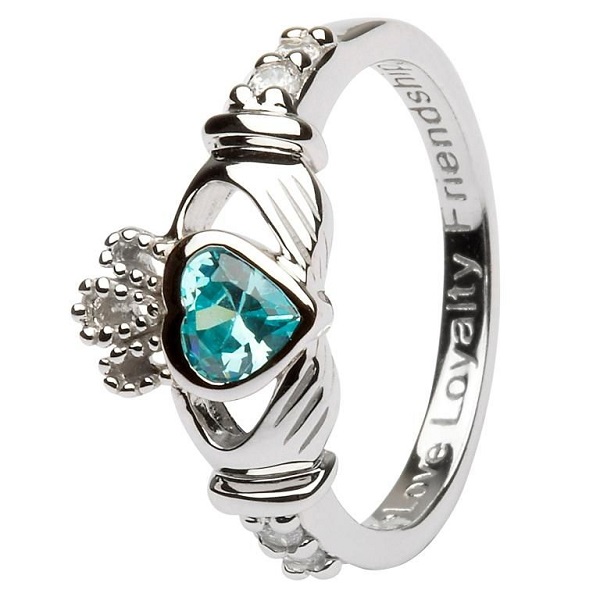 Claddagh Birthstone Ring March