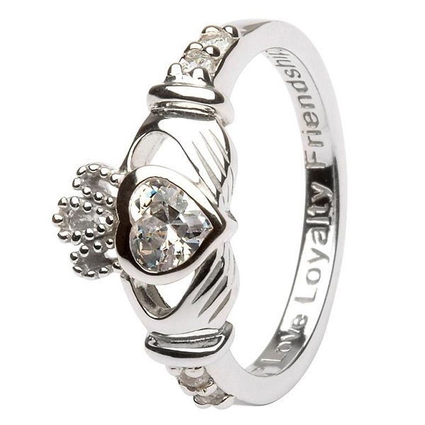 Claddagh Birthstone Ring April