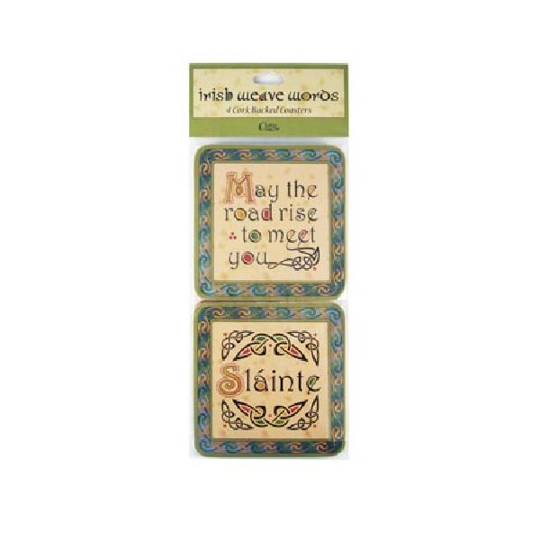 Irish Weave Words Coasters