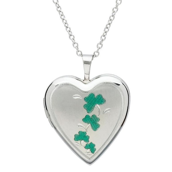 Shamrock Heart Shaped Locket