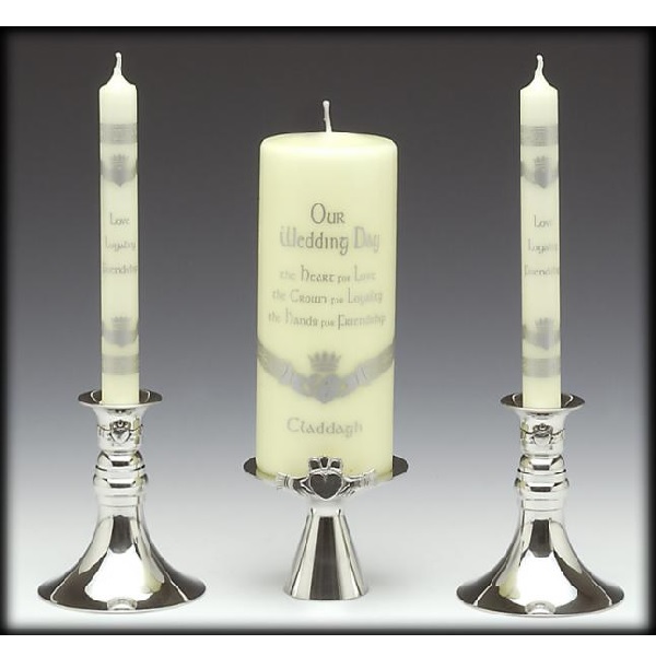 PERSONALIZED FREE! Set of 3 Celtic IRISH Blessing carved wedding unity candles 