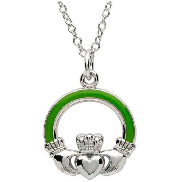 Large Green Claddagh Necklace