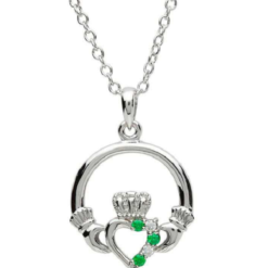 Gem Set Claddagh Necklace