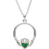 Green Gem Claddagh Necklace