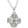 Green Gem Celtic Cross Necklace