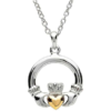 Two Tone Large Claddagh Necklace