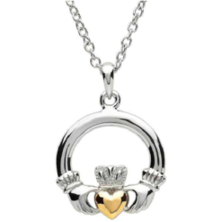 Two Tone Large Claddagh Necklace
