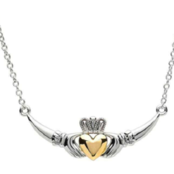 Two Tone Claddagh Plate Necklace