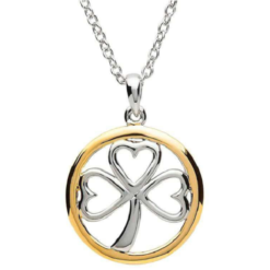 Two Tone Shamrock Circle Necklace