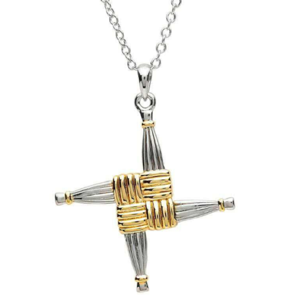 Two Tone Large St Brigid Cross Necklace