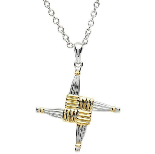 Two Tone St Brigid Cross Necklace
