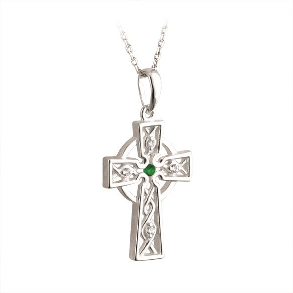 Em/CZ Celtic Cross Pendant