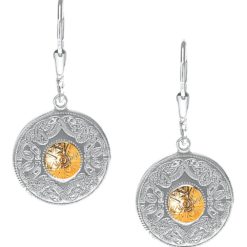 Celtic Warrior Sterling Silver w 18k Bead Small / Medium Earrings