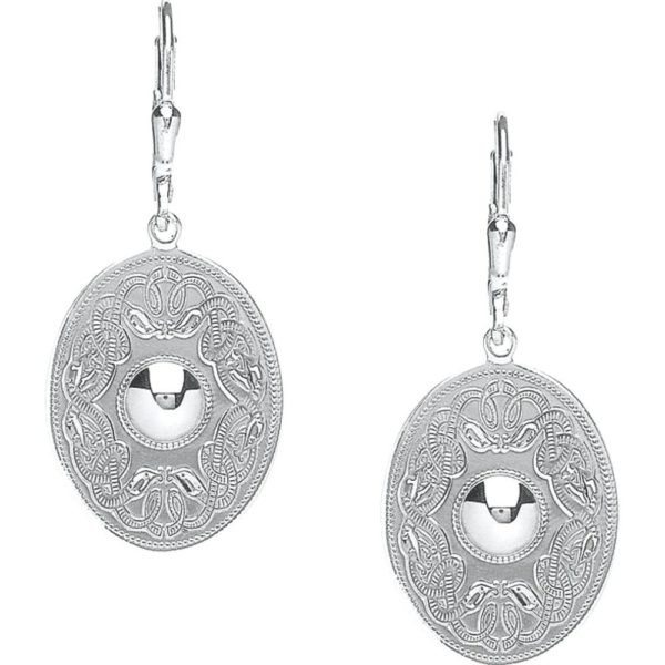 Celtic Warrior Sterling Silver Oval Earringss