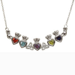 Mothers Family Pendant Necklace Five Birthstone Heart Trinity Knots