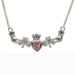 Mothers Family Birthstone Pendant Necklace One Heart Shamrocks