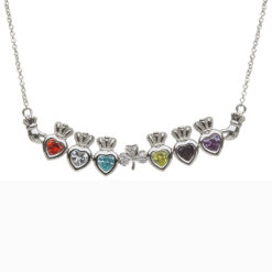 Mothers Family Birthstone Pendant Necklace Six Heart Shamrock
