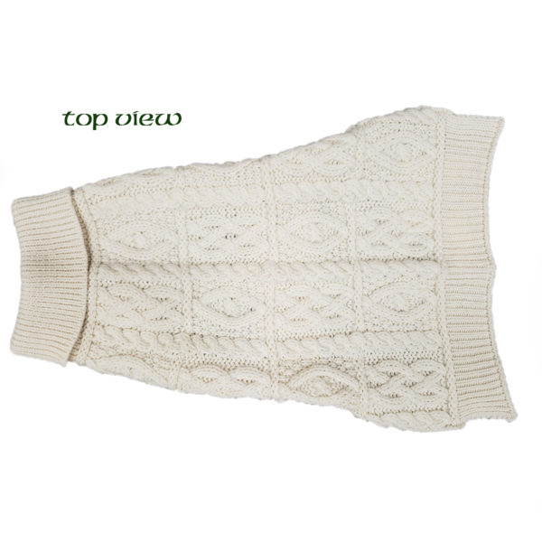 Aran Knit Merino Dog Sweater Top Side View