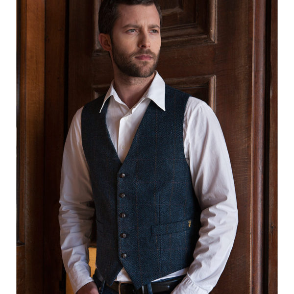Blue Tweed Waistcoat Muckros 34