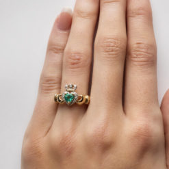 Modeled Emerald Diamond Gold Claddagh