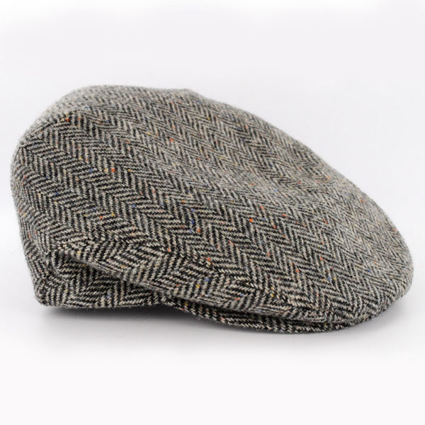 Trinity Flat Cap Tweed Gray Herringbone