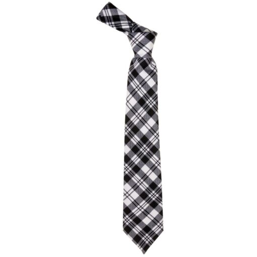 Scott Clan Black White Modern Tartan Scottish Wool Neck Tie