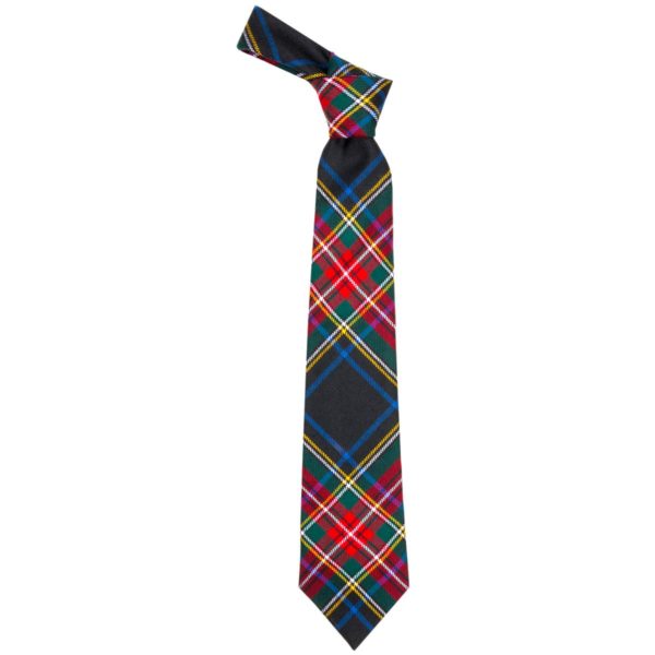 Stewart Black Modern Tartan Wool Neck Tie