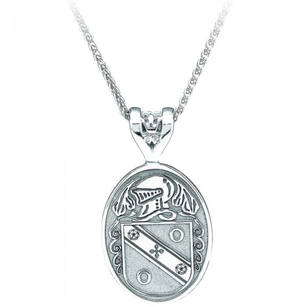 Oval Pendant Coat of Arms Jewelry White Gold