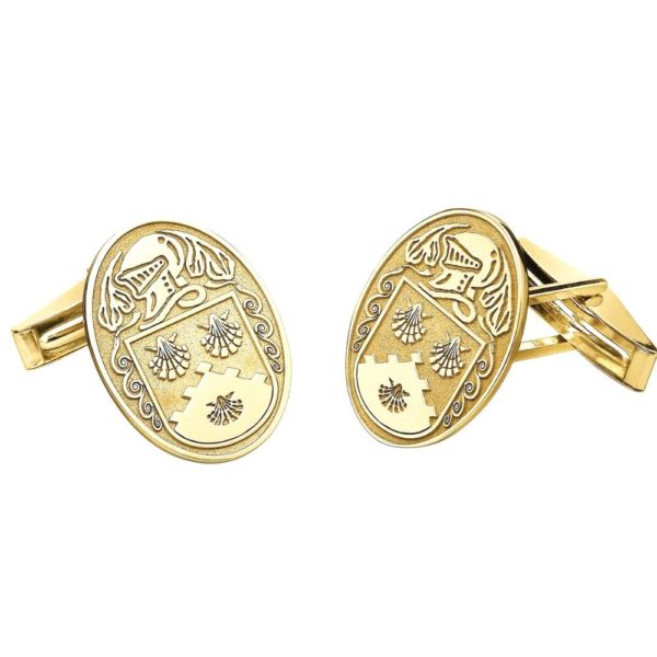 Large Oval Cufflinks YG Custom Coat of Arms