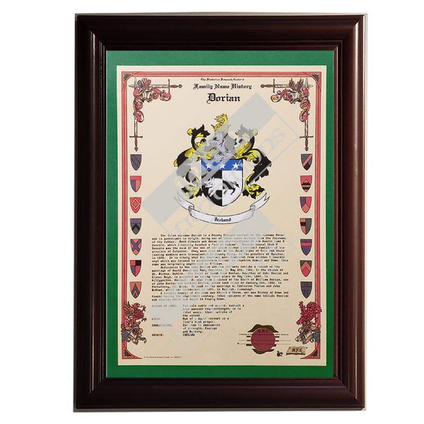 Heraldry Coat of Arms Sample Celebration Scroll - Framed Cherry with Green