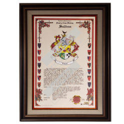 Heraldry Coat of Arms Sample Celebration Scroll - Framed Bronze Linen with Red
