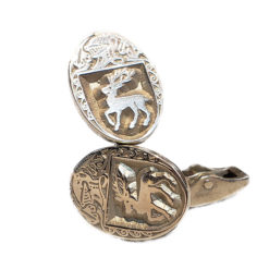 Heraldry Cufflinks Small Oval Stag Silver