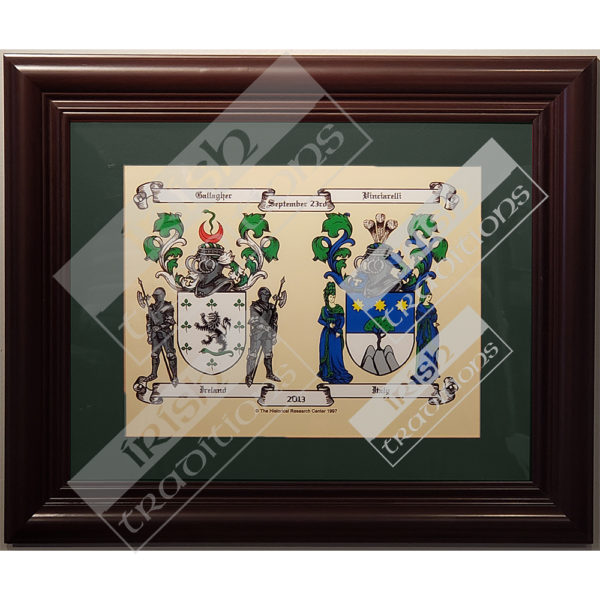 Double Coat of Arms Print Green Matting