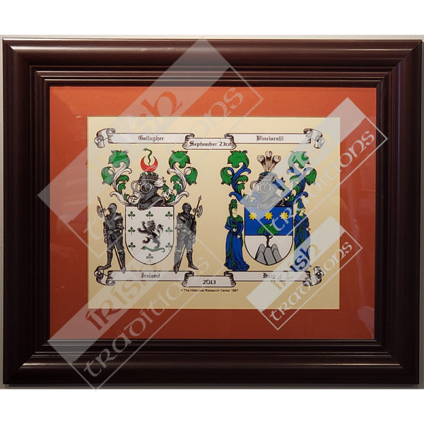Double Coat of Arms Print Terra Cotta Matting