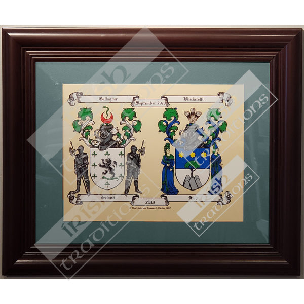Double Coat of Arms Print Teal Matting