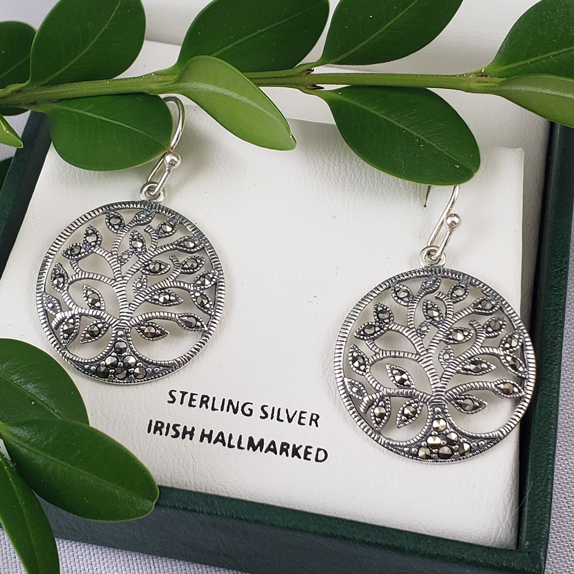 Anu2060 Marcasite Tree of Life Earrings