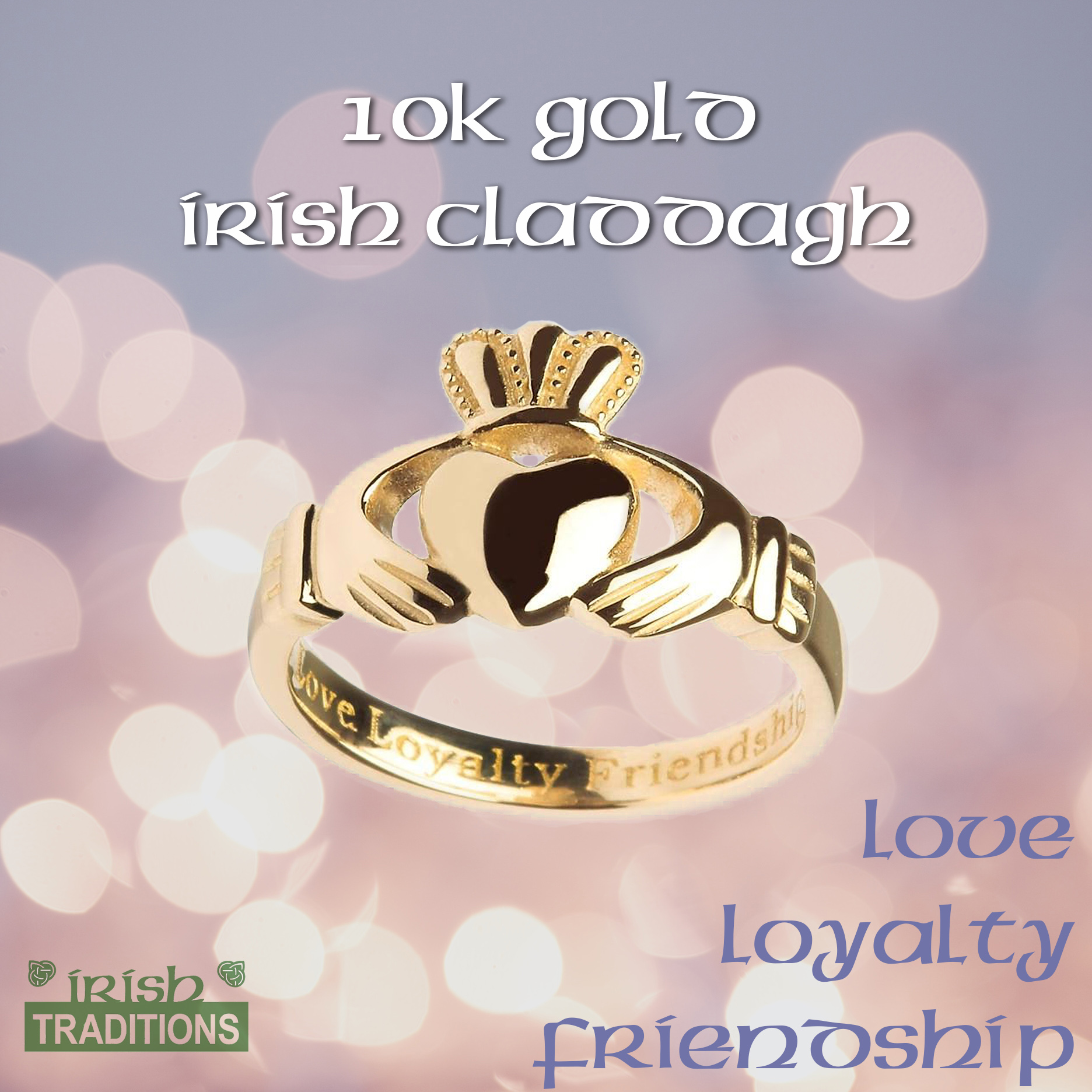 Gold Shanore Claddagh SQ Love Loyalty Friendship