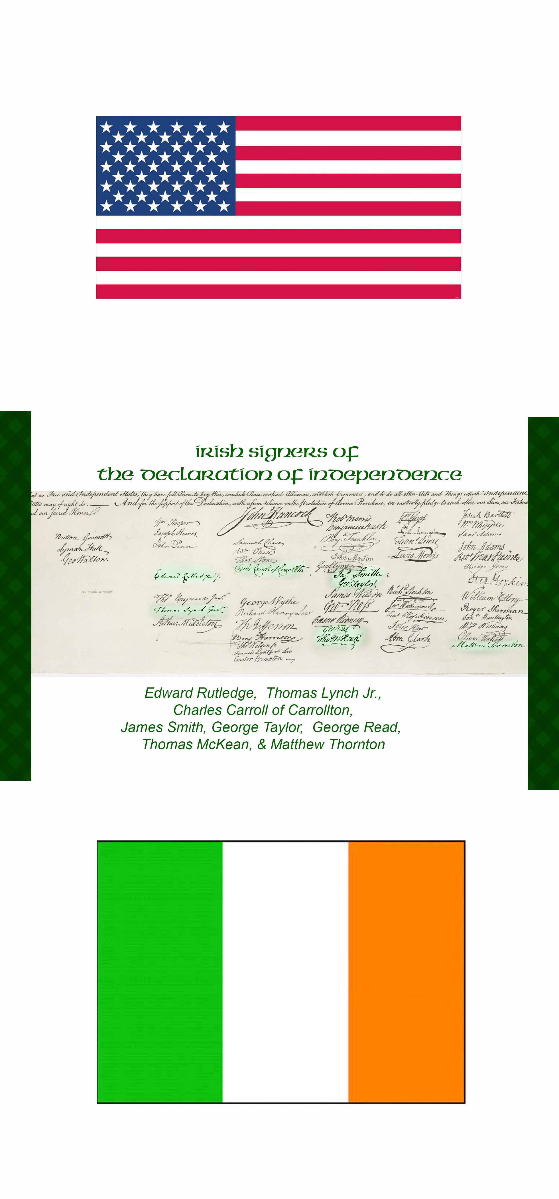 American Grown Irish Roots Highlighted Irish Signatures on the Declaration of Independence