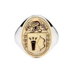 Heavy Oval Coat of Arms Ring Sterling Silver 10K Gold